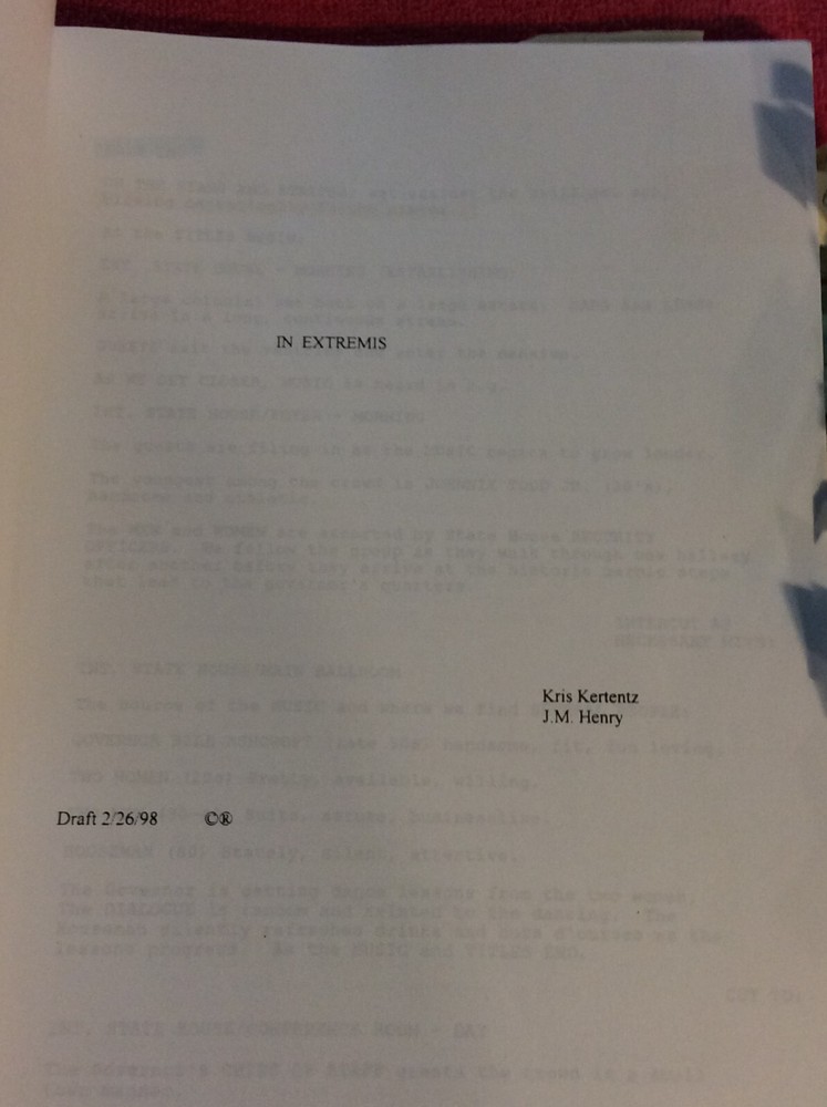 ORIGINAL SCRIPT IN EXTREMIS KRIS KERTENTZ J M HENRY RED SCHAFFER