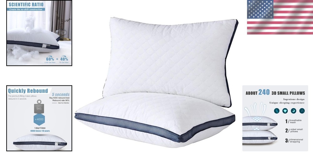 Luxury Hotel Pillows 2-Pack, Queen Size Set