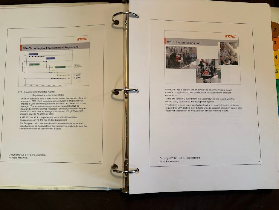 Stihl Instruction Manuals for Service Techs Bronze & Silver Training Workbooks