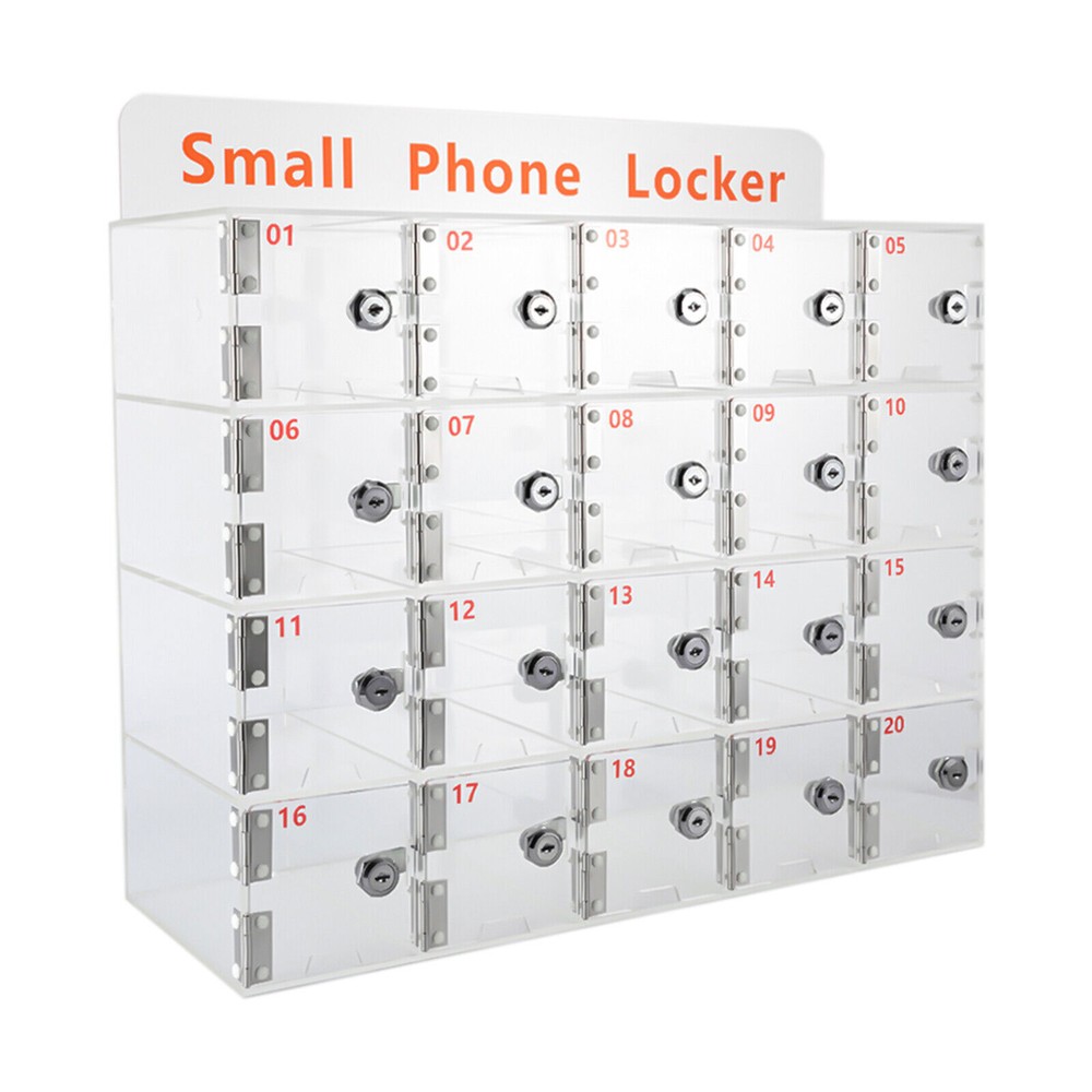 Rectangular Acrylic Cellphone Locker Clear Cell Phone Storage Box with Keys US