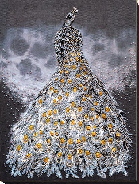 Bead embroidery kit Gold in silver needlework kit Art canvas beadwork pattern