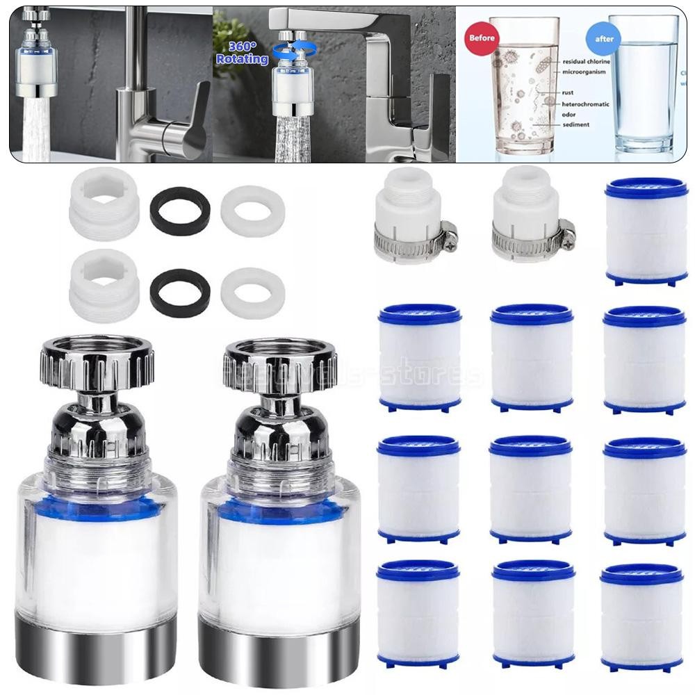 2 Pack Faucet Water Filter Tap Filtration Kitchen  Purifier System 360°Rotate