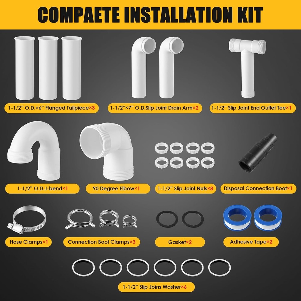27 Pcs Garbage Disposal Installation Kit Complete Kitchen SinkDrainPipe