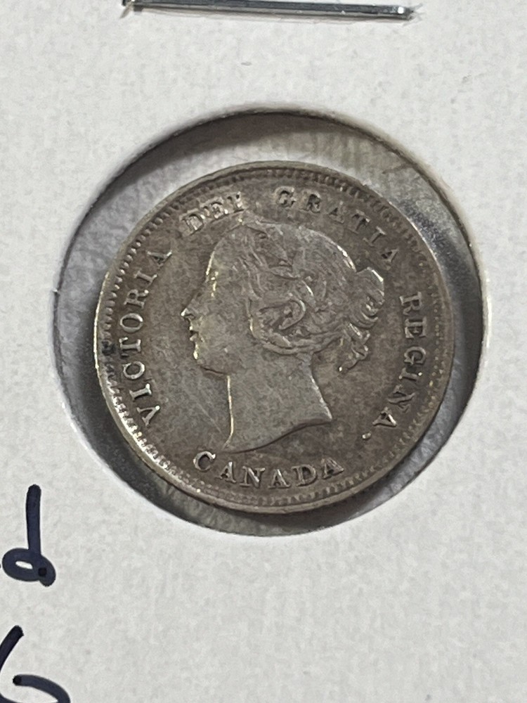 1886 Canada 5 Cents Small Silver Coin Small 6 Cleaned