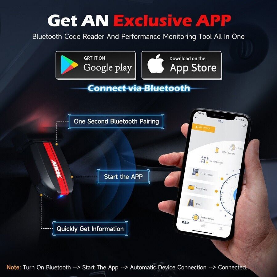 ANCEL BD200 OBD2 Scanner Bluetooth Code Reader Check Engine Diagnostic Scan Tool