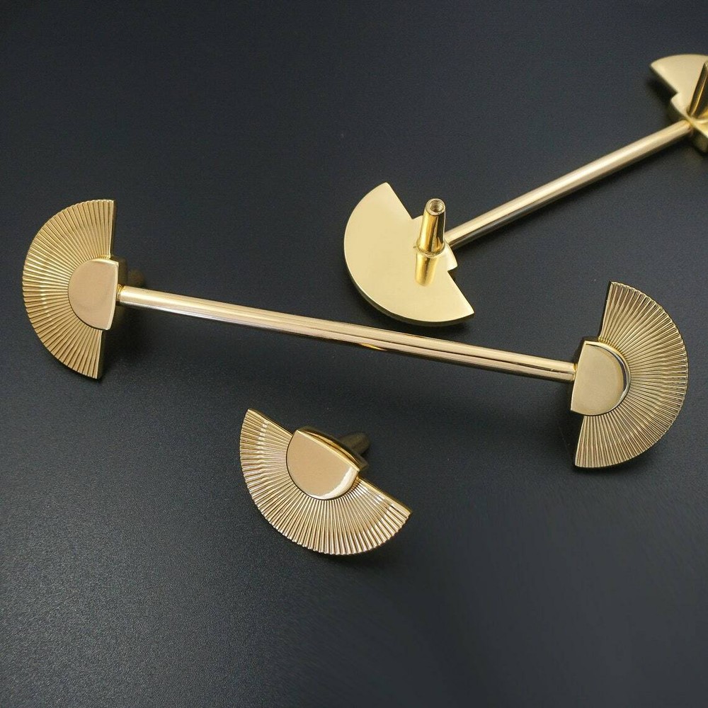 3.78" 5"Double Semicircle Brass Drawer Pull Cabinet Handle Dresser Wardrobe Pull