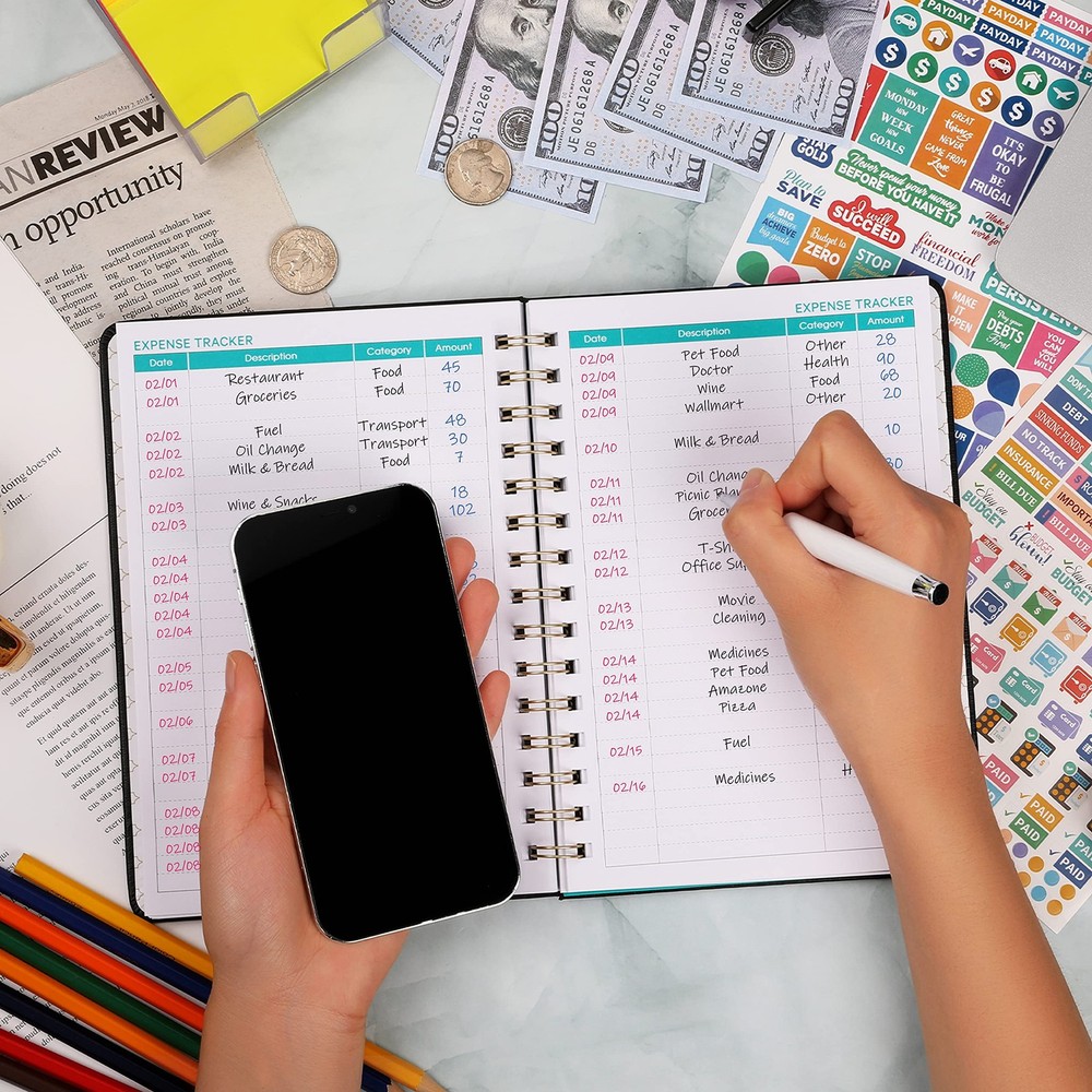 Budget Planner - Book with Bill Organizer and Expense Medium, Black