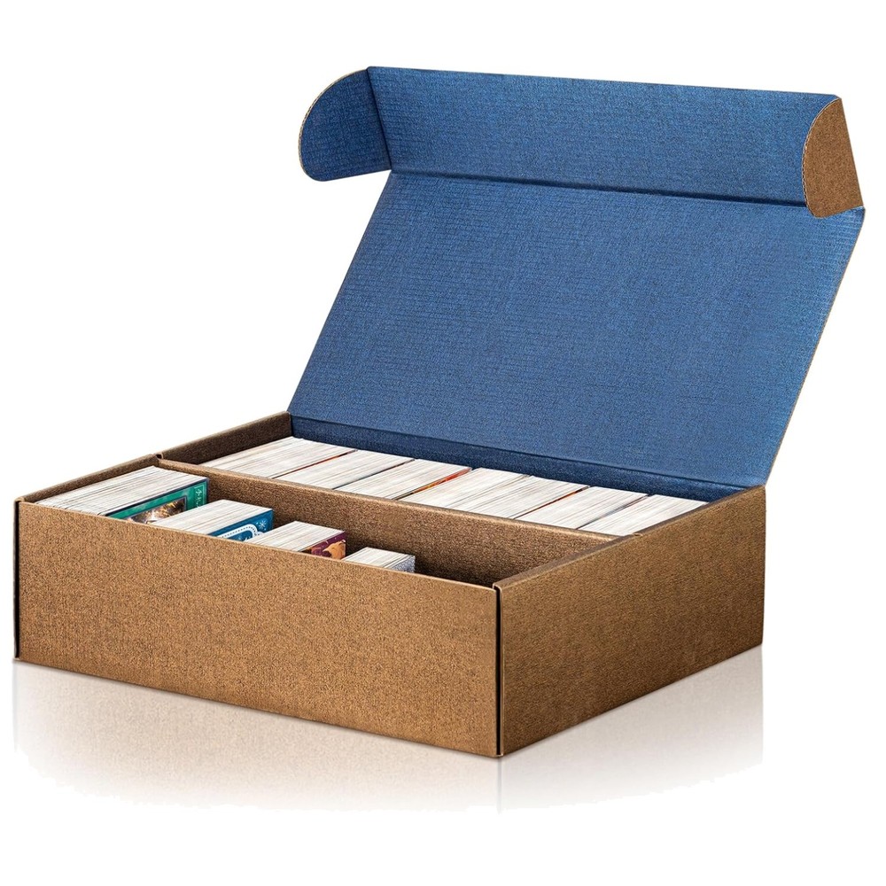 Trading Card Storage Box 4800 Count Heavy Duty Stackable Organizer Blue&Gold ...