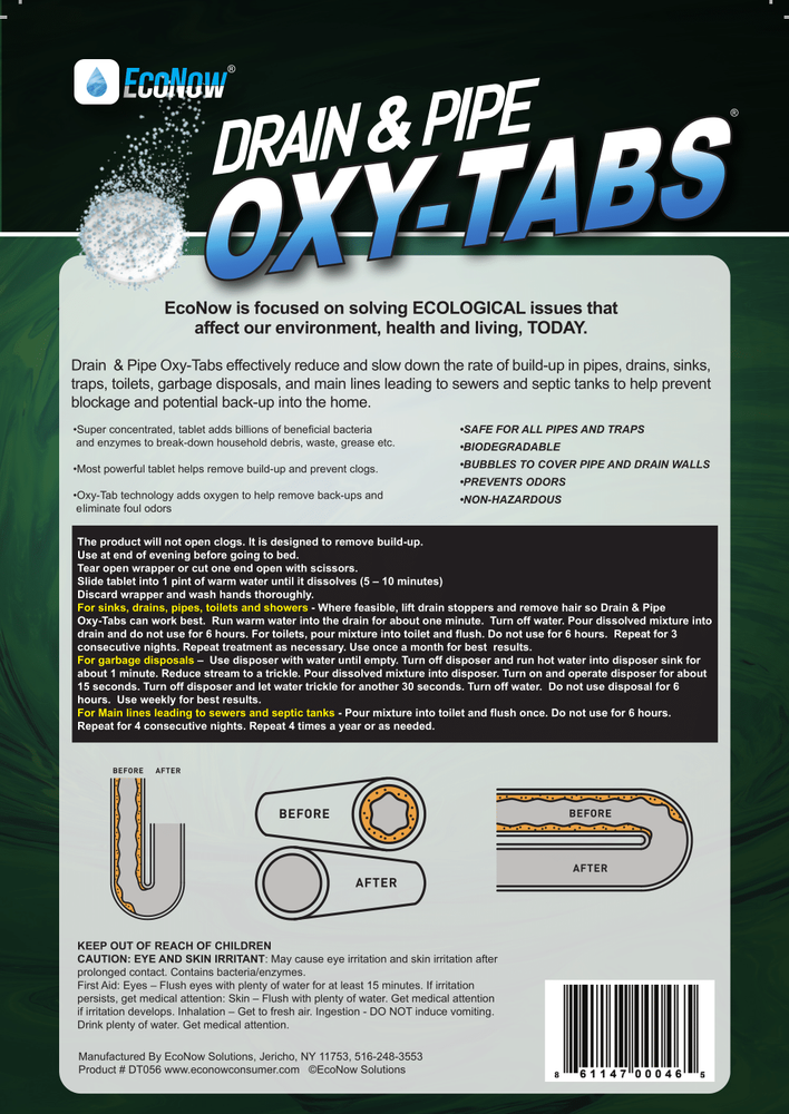 10mo.Super PRO-STRENGTH EcoNow OxyTabs Drain and Pipe Cleaner Better Than Ridx