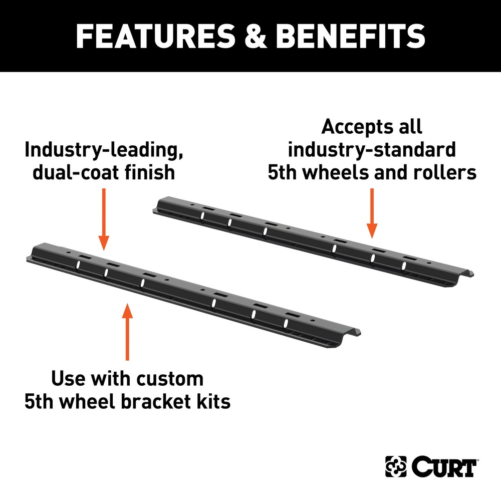 CURT Universal 5th Wheel Base Rails Carbide Black 16204