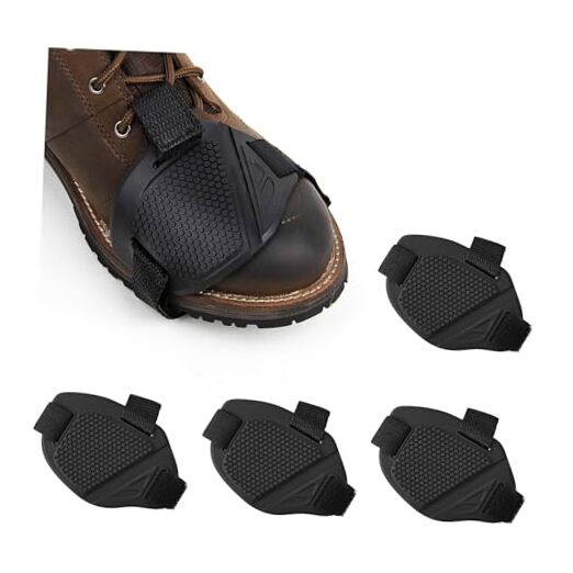 Black Motorcycle Shift Guard, Rubber Boot Protector Pads, Adjustable Shoe 4PCS
