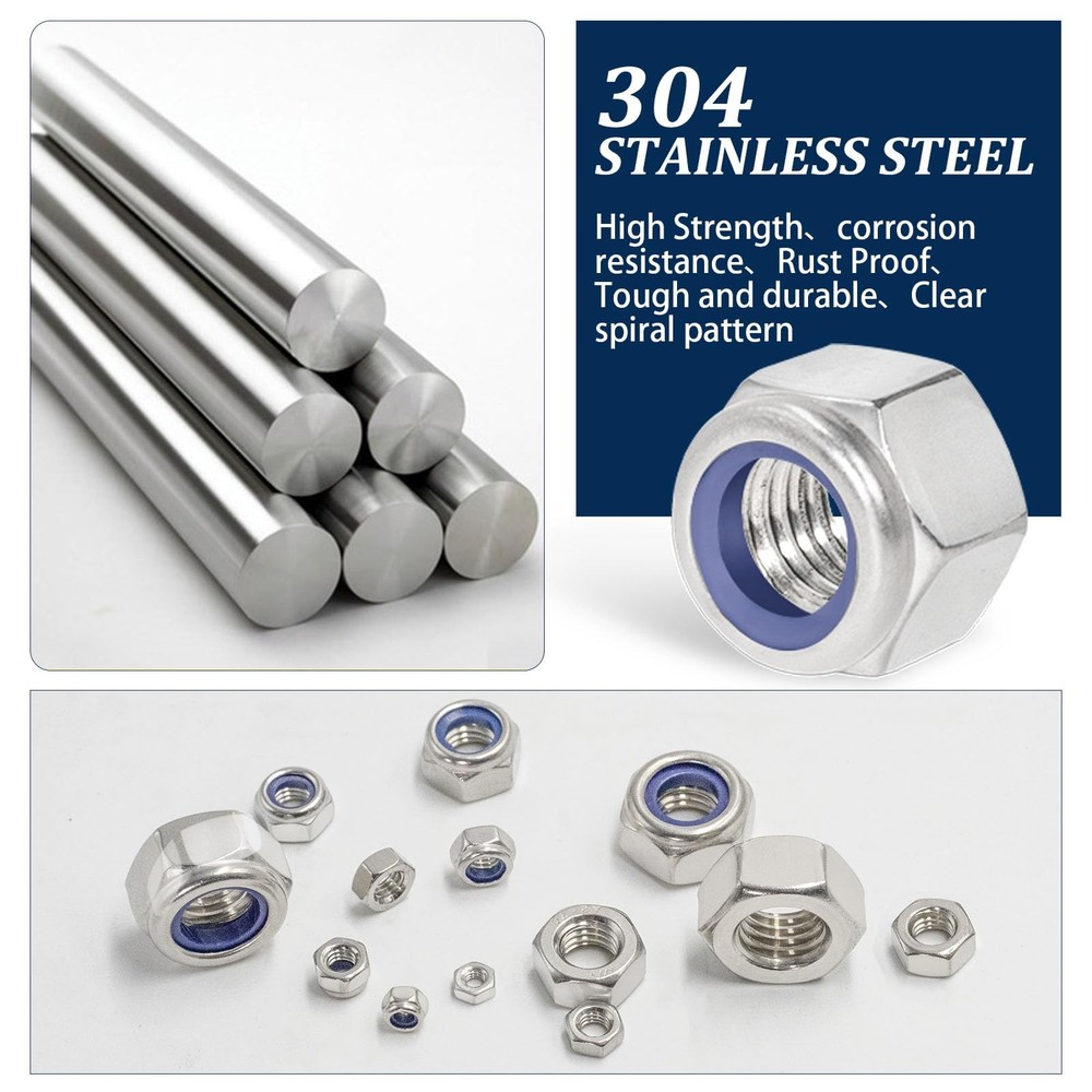 Vifmy Metric Hex Nuts&Locknuts Nuts and Locknuts,360 Pcs, Silver