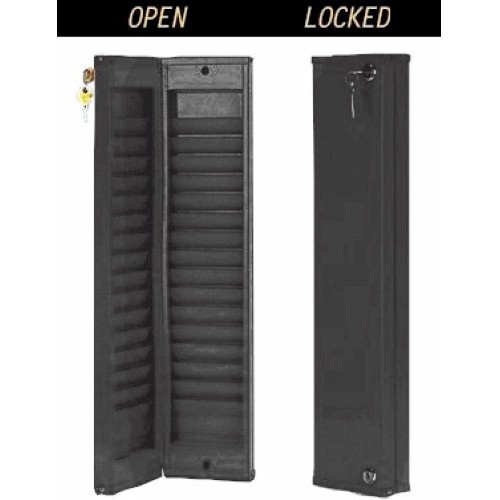 30 Pocket, Locking Security ID Badge Card Rack, Model CUSTOM-30, BLACK