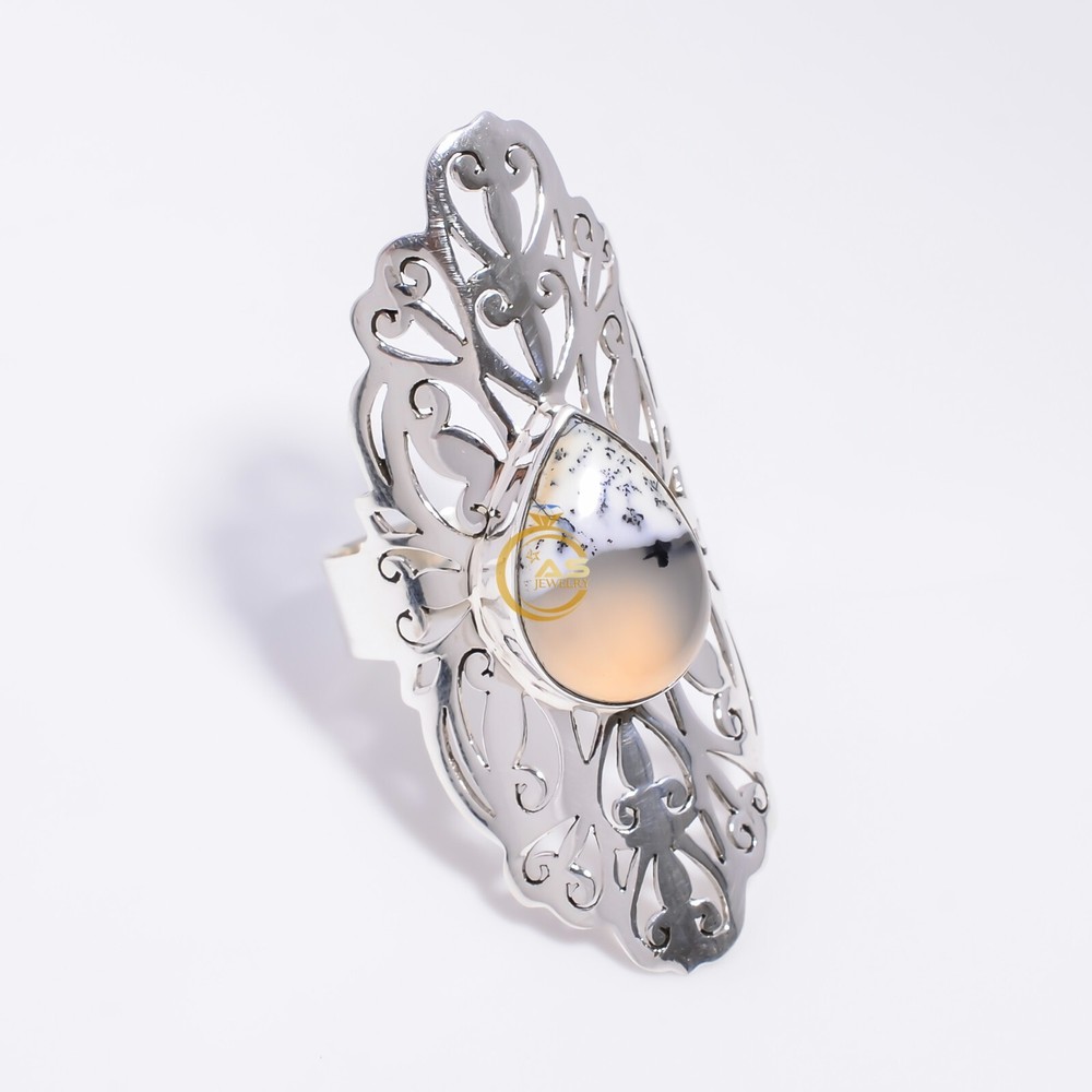 Dendrite Opal Ring 925 Sterling Silver Design Statement Boho Rings Gift Jewelry