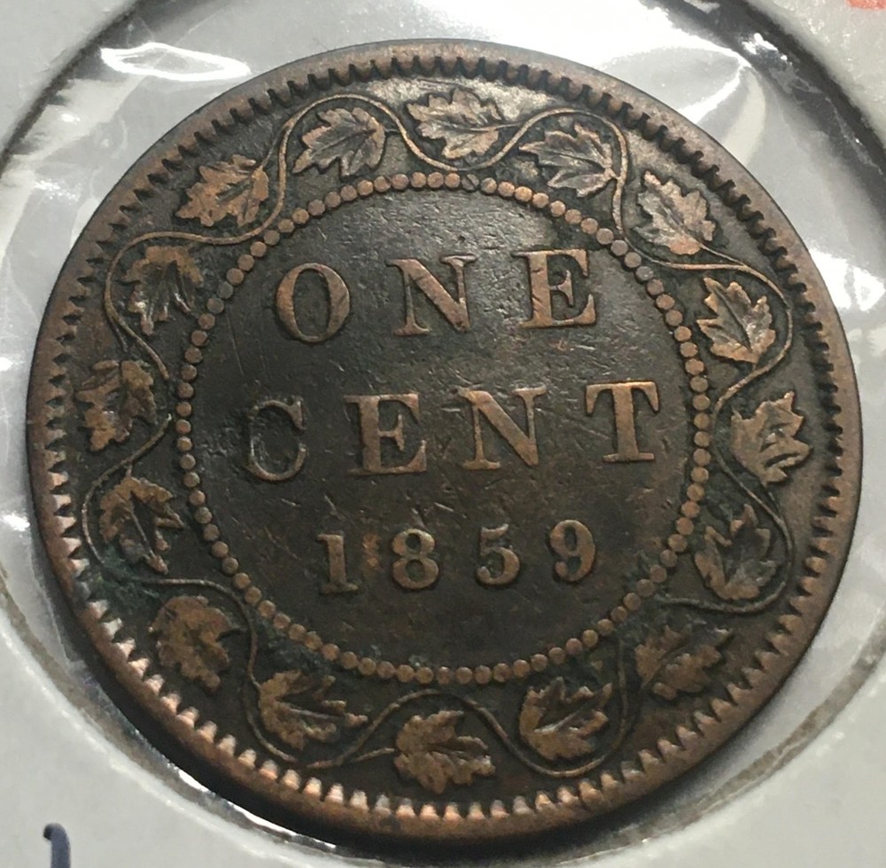 1859 Canda Copper Large Cent Young Bust Left