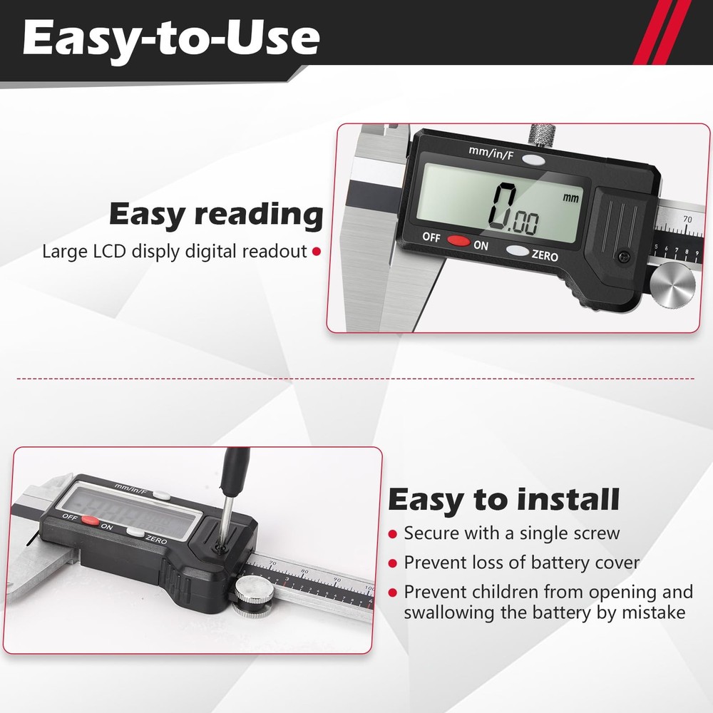 werka Digital Caliper, 0-6â€ Calipers Measuring Tool, Micrometer Caliper with .