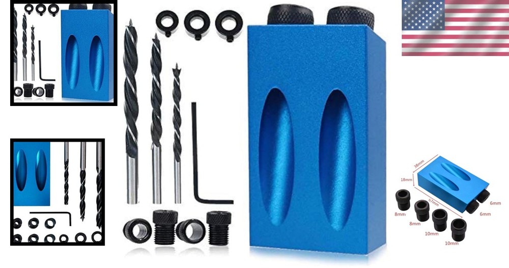 Versatile 14Pc Pocket Hole Jig Kit - Lightweight & Portable for DIY Projects