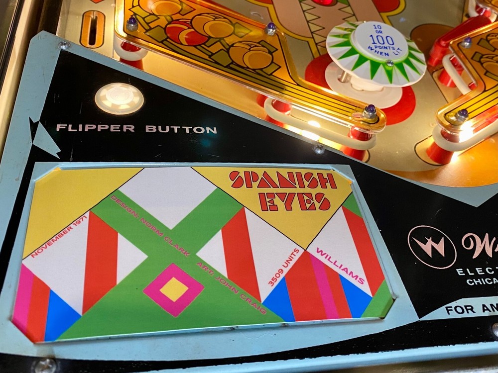Spanish Eyes Pinball Custom Apron Cards Set Instruction Rules Information