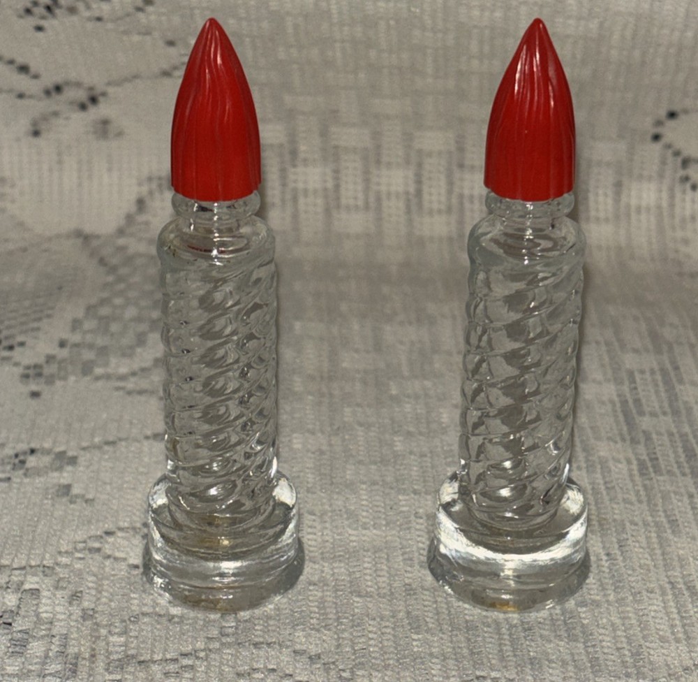 Vintage 3” Candle With Flame Lid Perfume Bottle Set Empty