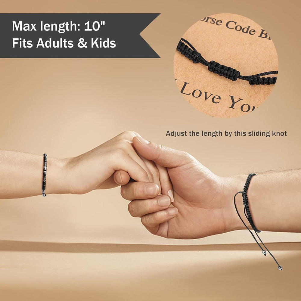 Morse Code Bracelets for Women Men, String Bracelets, I love you X 2