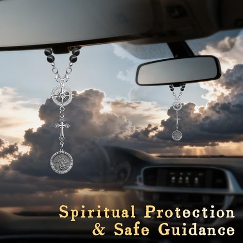 St Christopher Car Rearview Mirror Decor Medal, Cross Hanging St Christopher 01