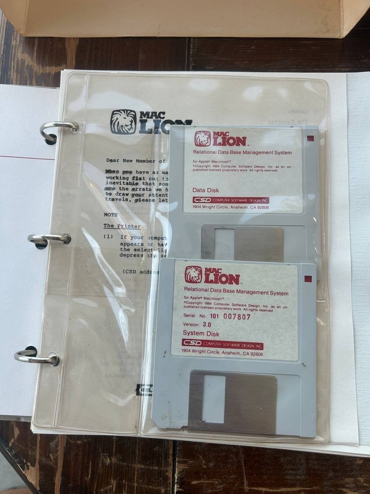 Mac Lion Relational Database Apple Macintosh Demo Copy Boxed Manuals Disks
