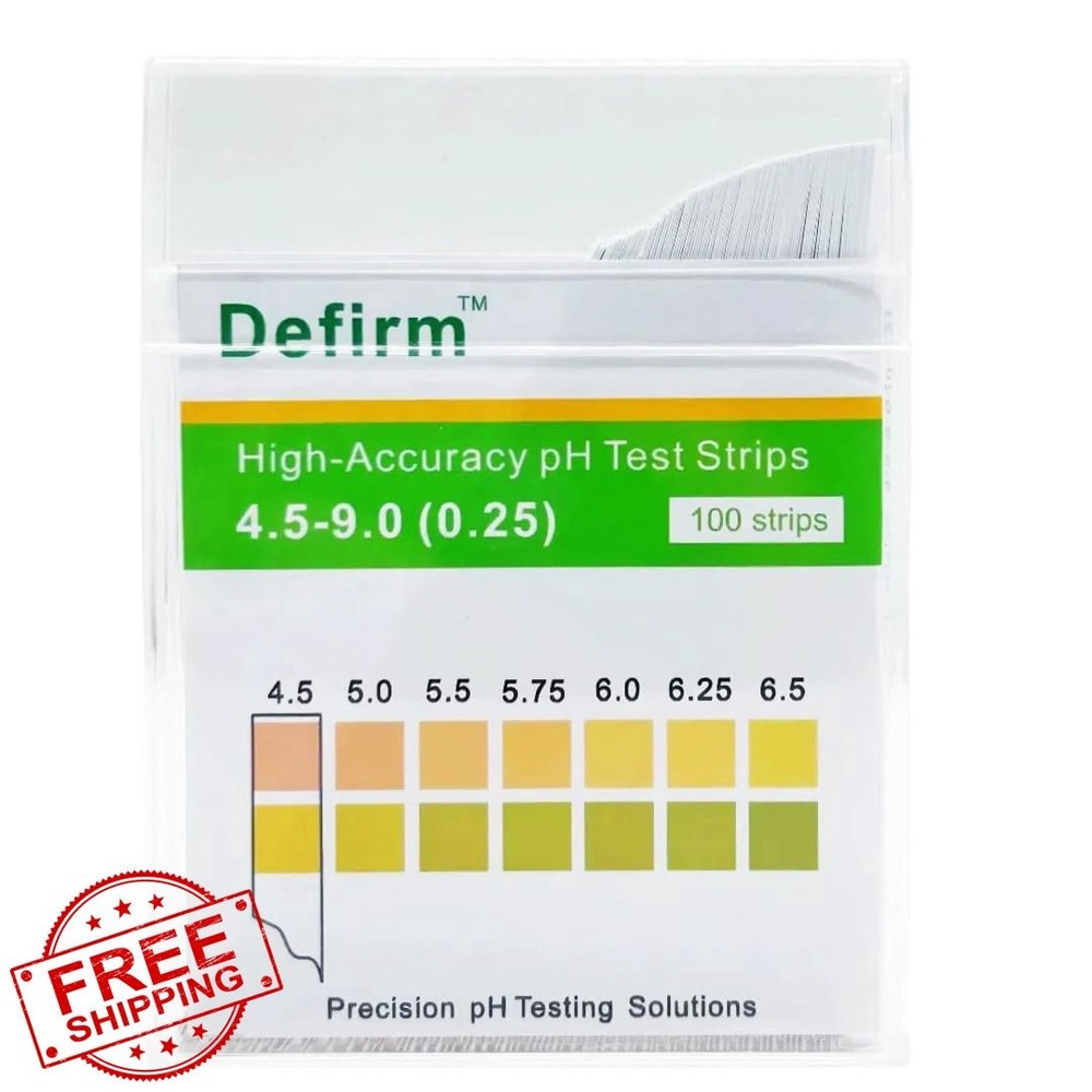 Defirm pH Test Strips 4.5-9.0, Universal Wide Range, Water, Pool, Lab Use
