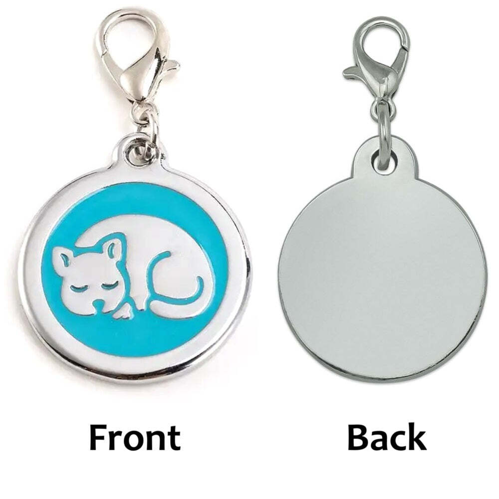 Personalized Sleeping Pet ID Tags with Trigger Snap Hook for Kittens and Cats