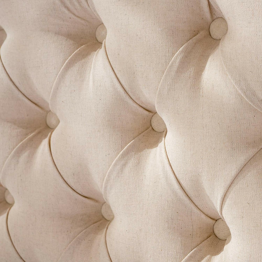 Beige Cream Tufted Fabric Upholstered Headboard Full Queen Size Bed Frame Mount