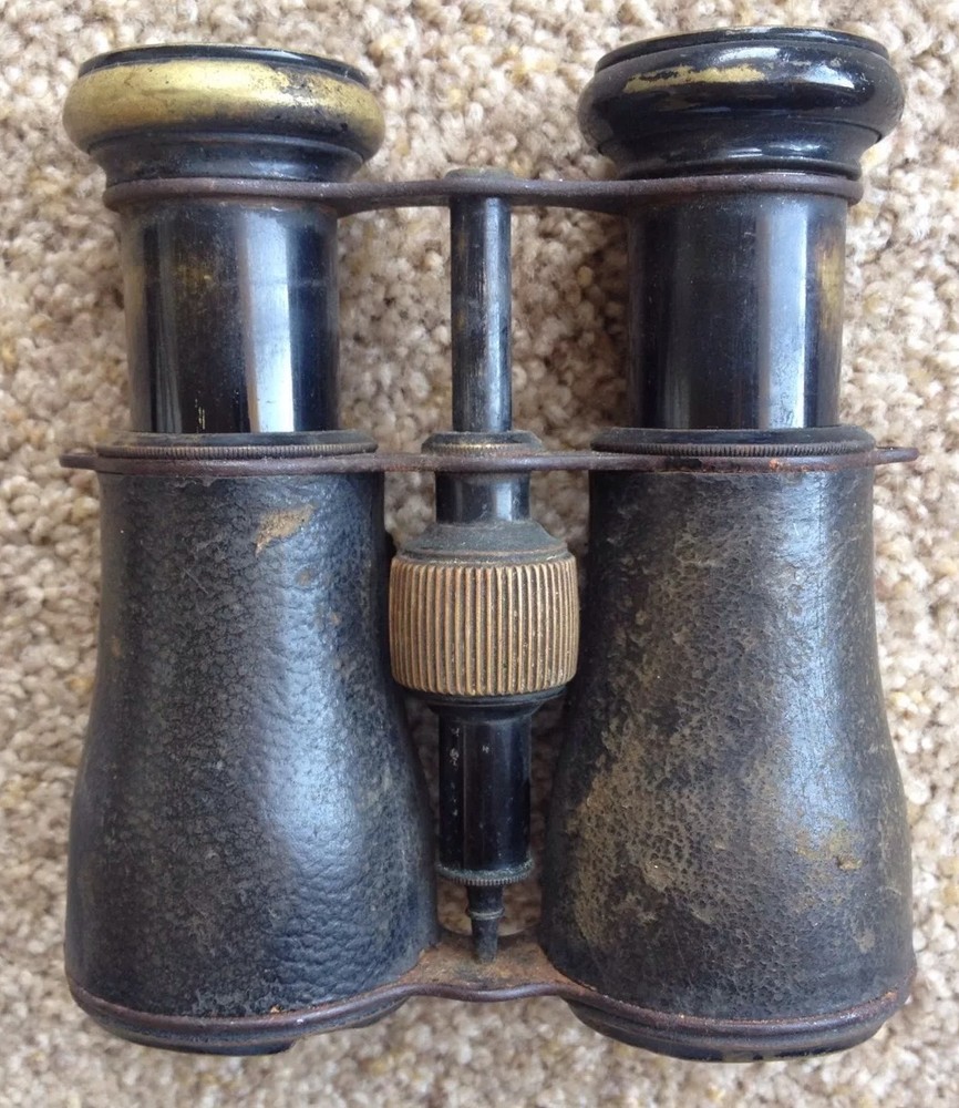 WWI Marchand Paris Field Binoculars/Brass & Leather.