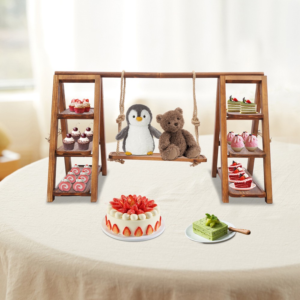 3 Tiers Solid Wooden Simplicity Serving Tray Dessert Stand Decor Cupcake Stand