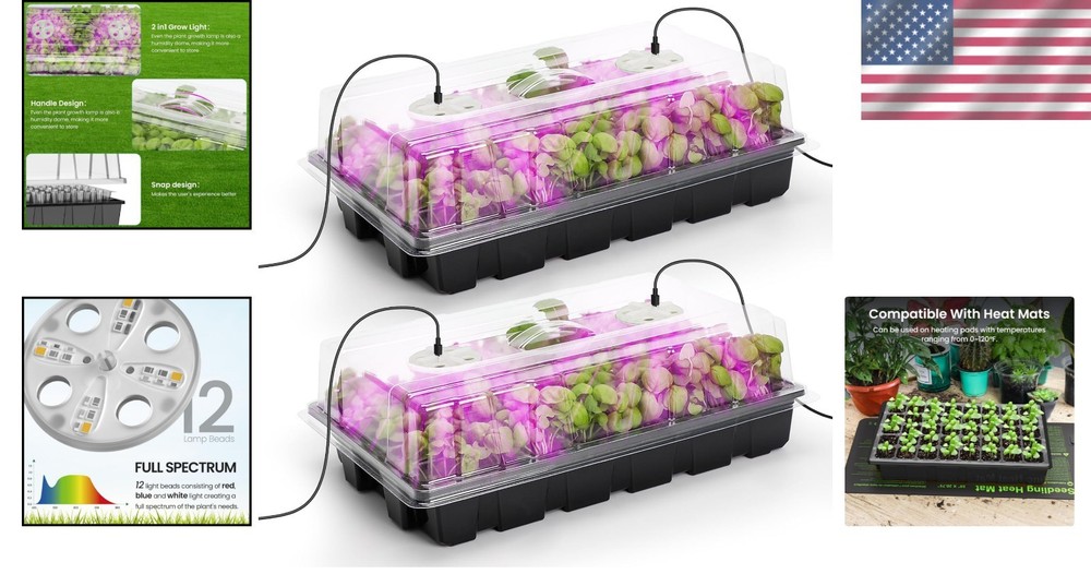 Full Spectrum LED Seed Starter Tray with Humidity Control - Effortless Growth