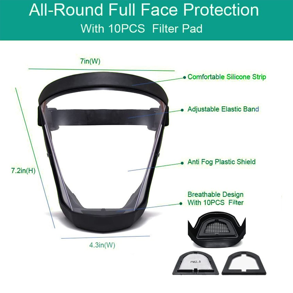 Face Shield, Tooltekt 1 Count (Pack of 1), Black Frame With Transparent Side