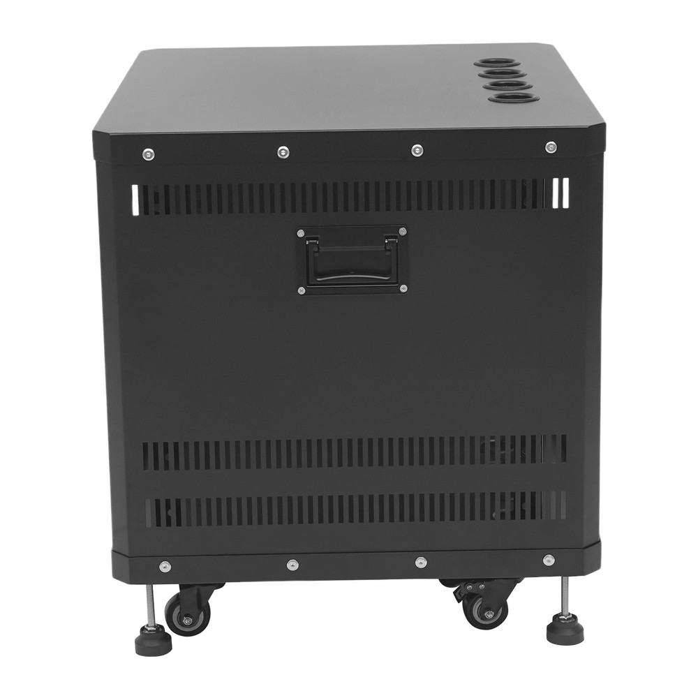 9U Server Rack Black Semi-open Carbon Steel Rolling Studio Rack Case W/ Wheels