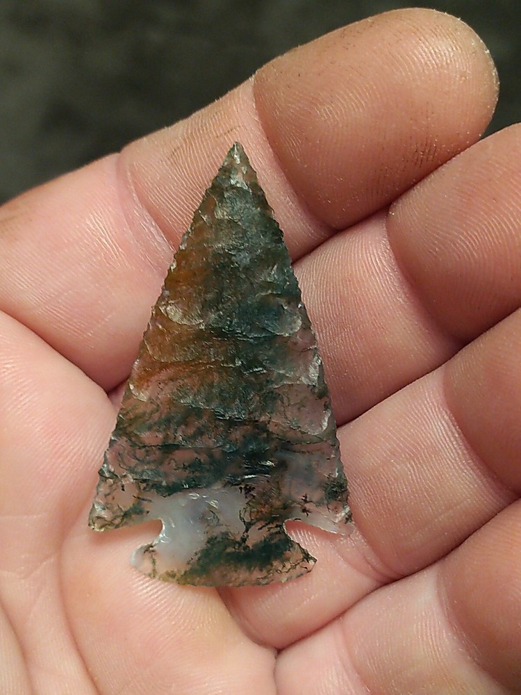 Corner Notch Moss Agate 2 1/8" x 1 1/4"