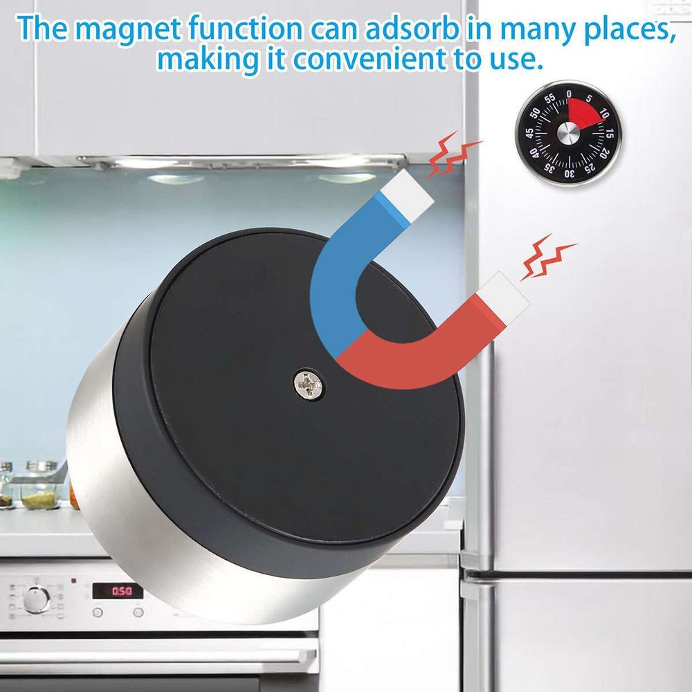 Mechanical Kitchen Timer 60min Countdown Cooking Visual Magnetic Alarm Reminder