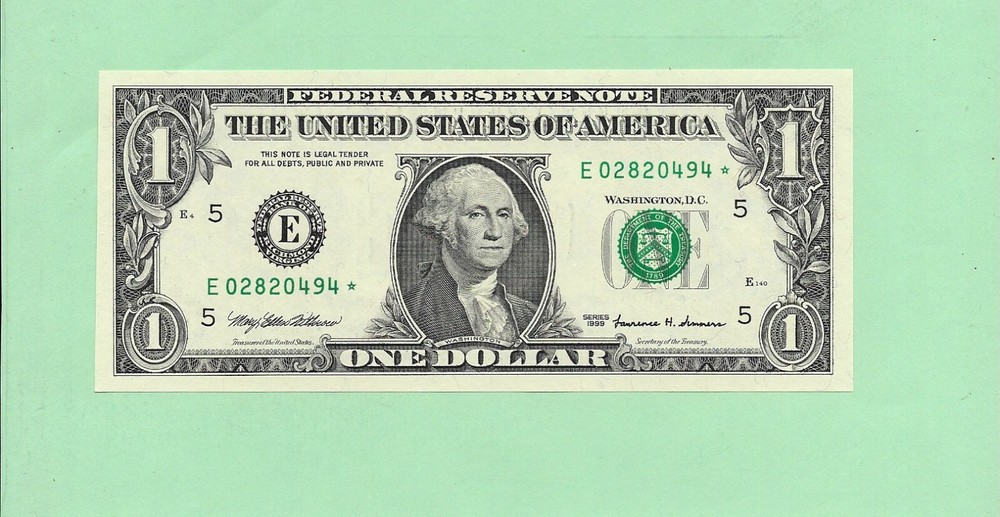 N1S .. 1999* ..UNCIRC  $1  E 0282 0494 * ... 1999* $1  E-*     STAR NOTE