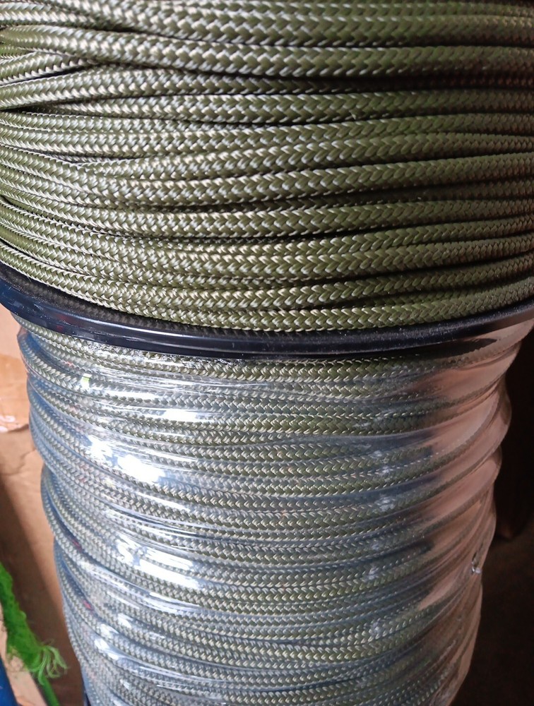 1/4 x 100 ft. Double Braid-Yacht Braid polyester rope. Olive Drab