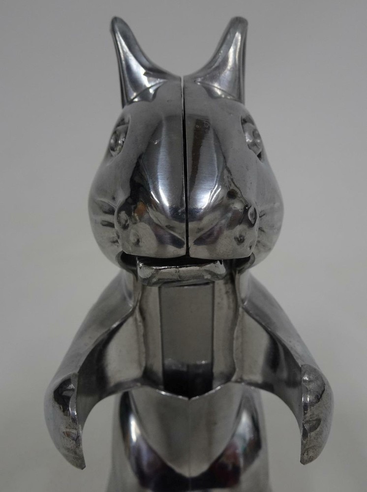 Cast Polished Aluminum 6" Squirrel Nutcracker Modern Retro
