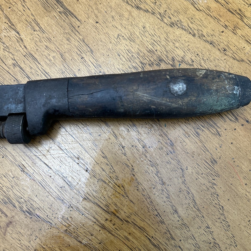 Vintage Square Head Pipe 15 Inch Wrench Solid Metal with wood handle