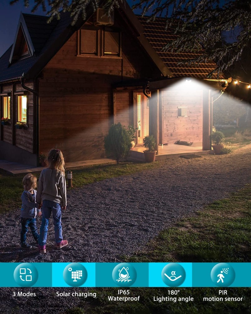 Solar Lights Outdoor 2 Pack, 140LED/3 Modes Motion Sensor Wall Lights Solar P...