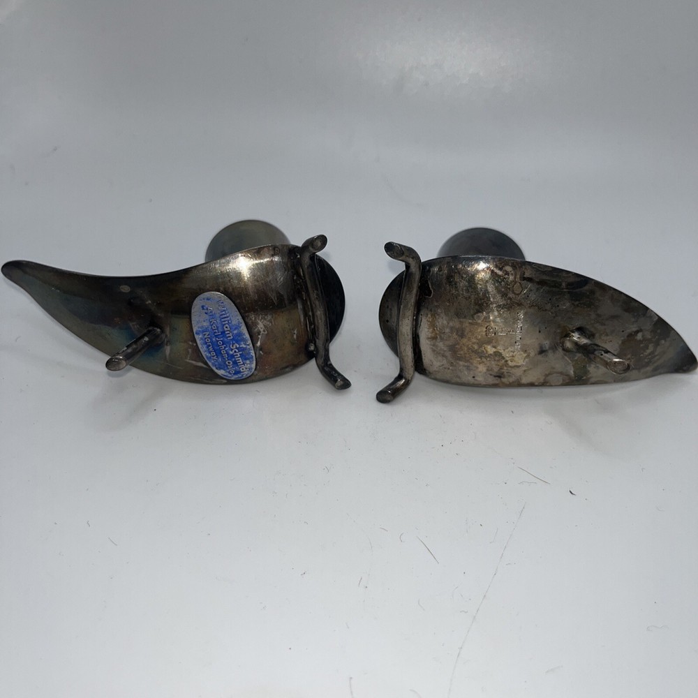 Sterling Silver Pair Vtg Candle Holders Made in Denmark William Schmidt