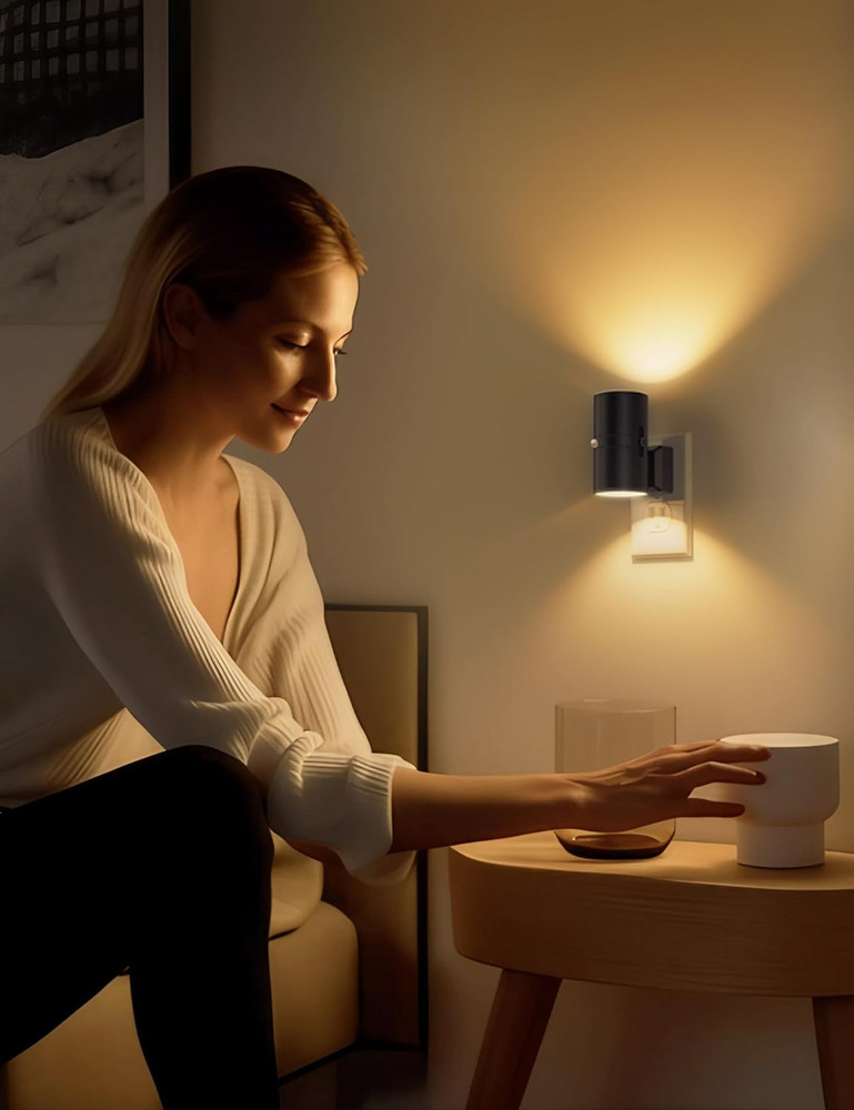 Motion Sensor Night Light Plug In, 2 Pack, Motion Activated Night Light, 0-100LM