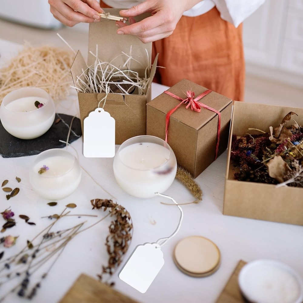 100 Marking Tags - White Price Tags with String for Jewelry Display
