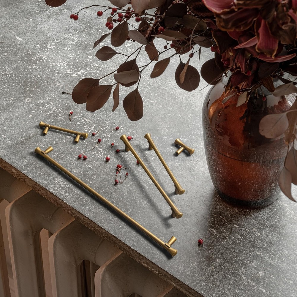 Antique Brass Cabinet Handles, Rustic Refinement Drawer Pulls for Kitchen, Ca...