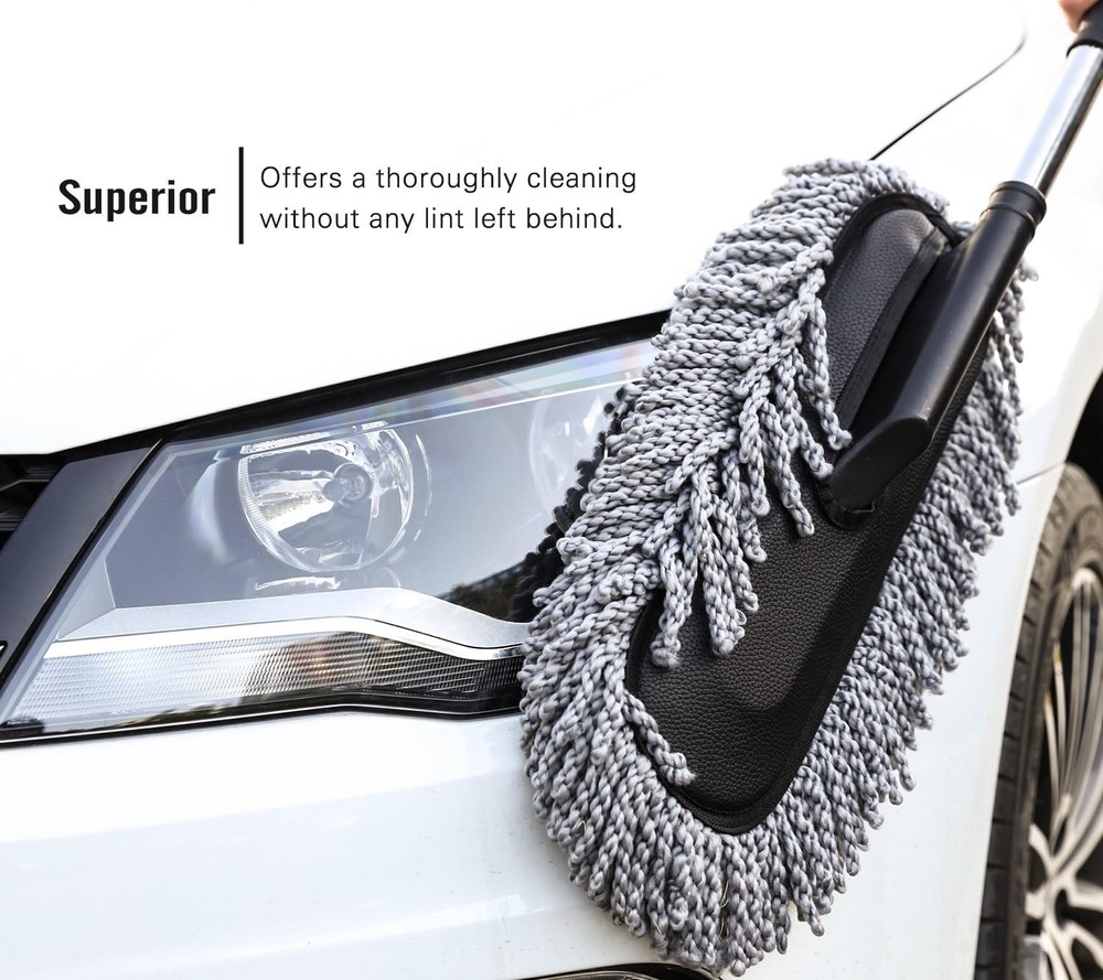 Car Cleaning Duster Microfiber Large Extendable Wax Treated Plastic Handle Brush