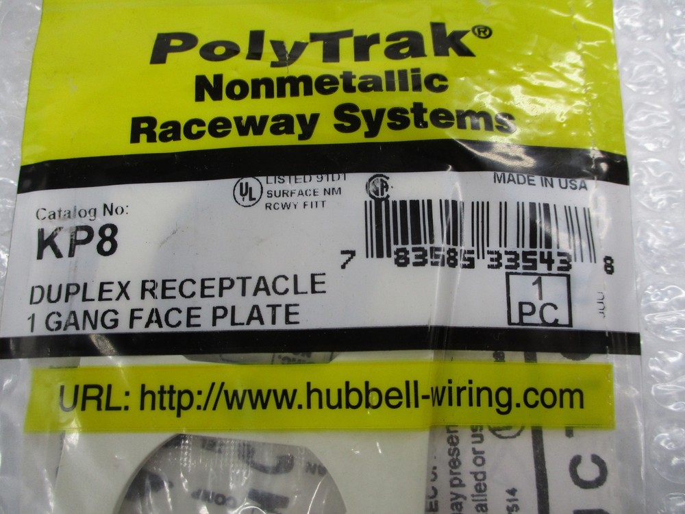 POLYTRAK KP8 RECEPTACLE FACE PLATE NSMP