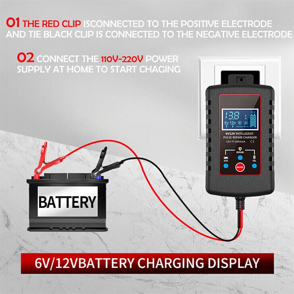 12V/6V Automatic Battery Charger Maintainer Motorcycle Car ATV Trickle Float