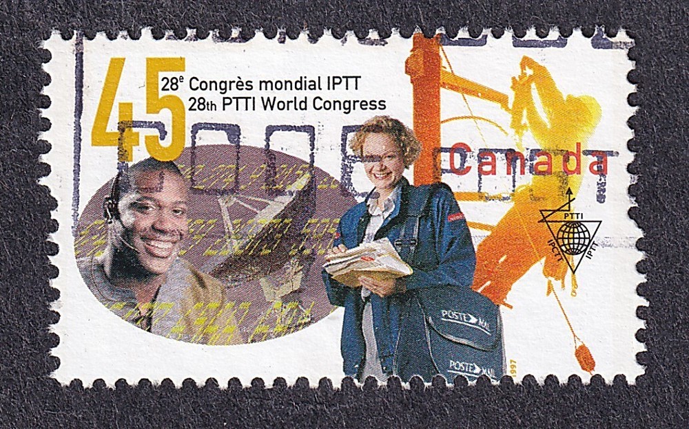 Canada 1997, Scott 1657, Vertical perforation shift variety, 45 cent , used.