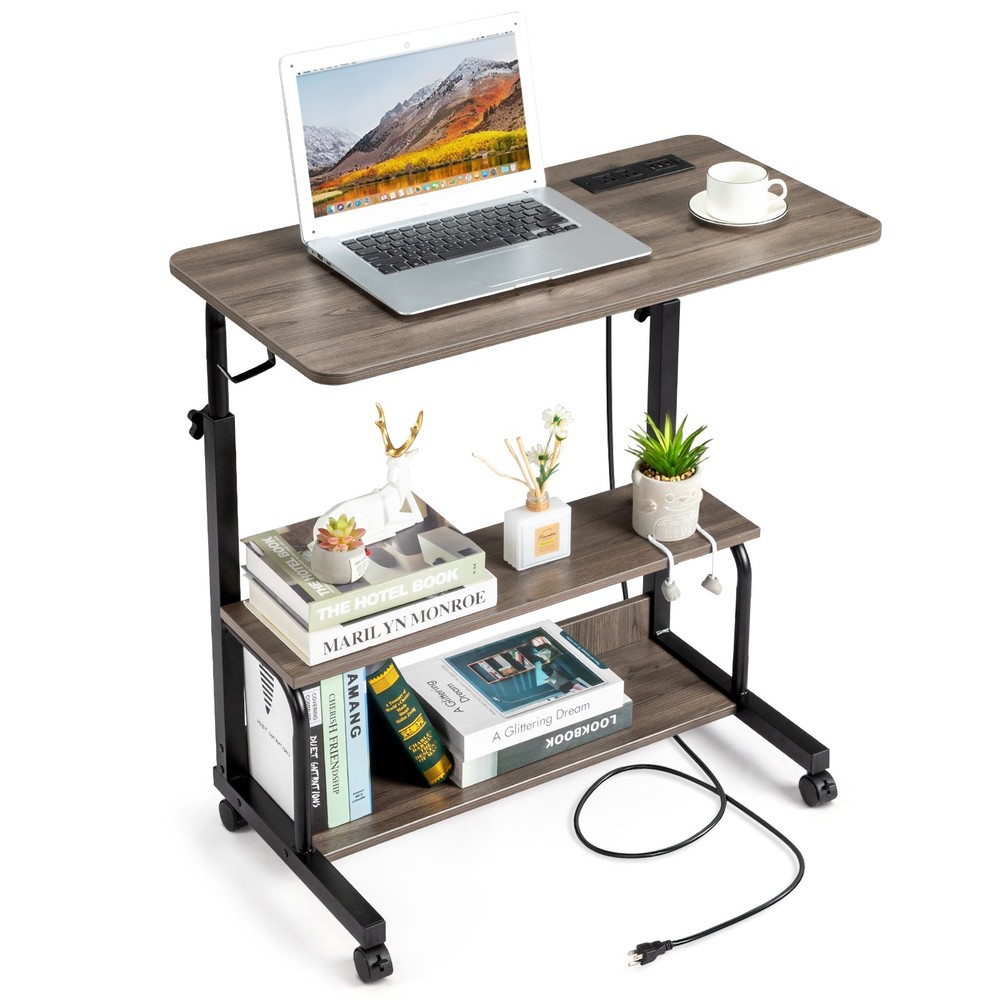 Grey Oak Particle Board with Melamine Coating Adjustable Computer Desk